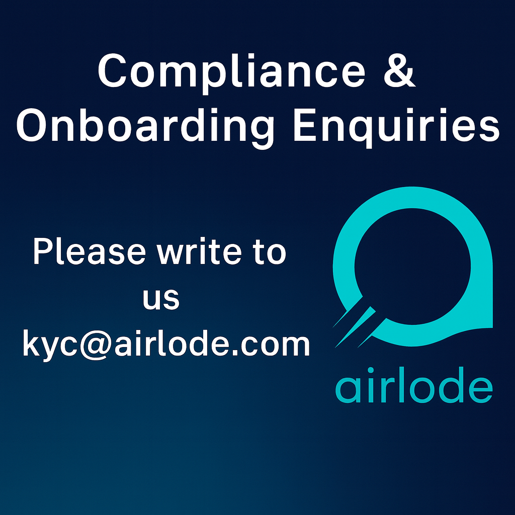 Compliance and onboarding contact email: kyc@airlode.com